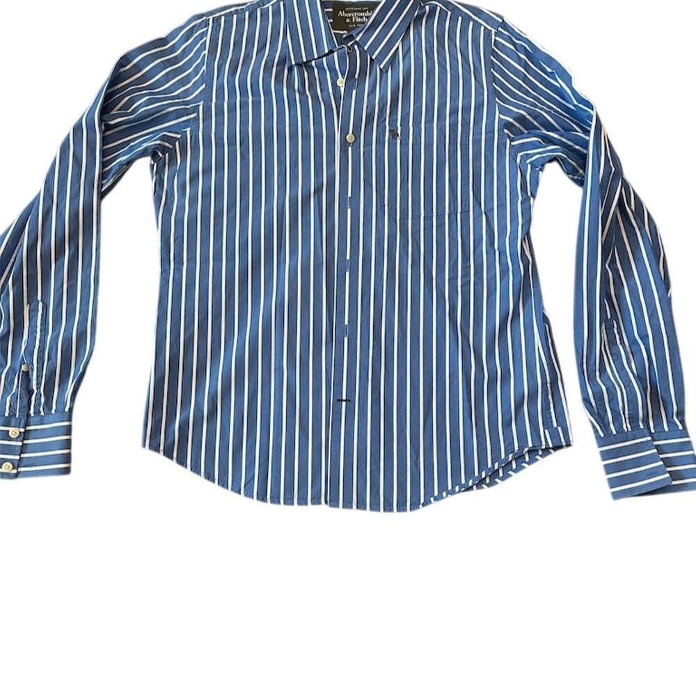 Abercrombie & Fitch Men's Muscle‎ XL Blue Striped Long Sleeve Button-Up Shirt
